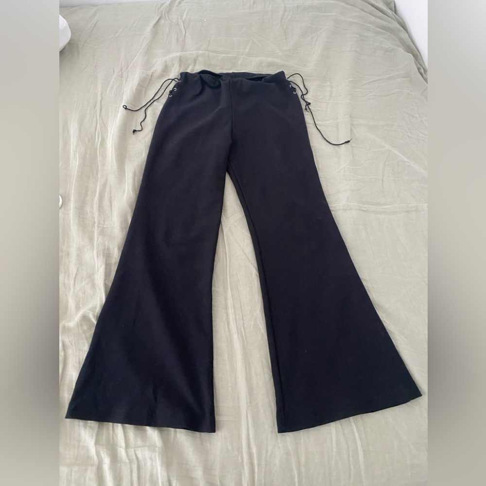 Black flare pants with side tie #flares